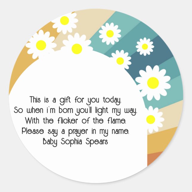 Retro Groovy - Prayer candle label (Front)