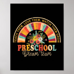 Retro Groovy Preschool Dream Team Ck To School Tea Poster