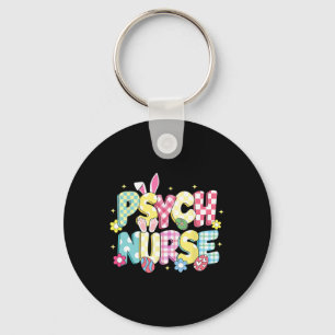 Retro Groovy Psych Nurse Bunny Ear Funny Easter Gi Key Ring