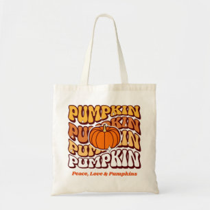 Retro Groovy Pumpkin Fall Season Vintage Autumn Tote Bag