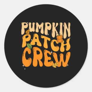 Retro Groovy Pumpkin Patch Crew Thanksgiving Fall Classic Round Sticker