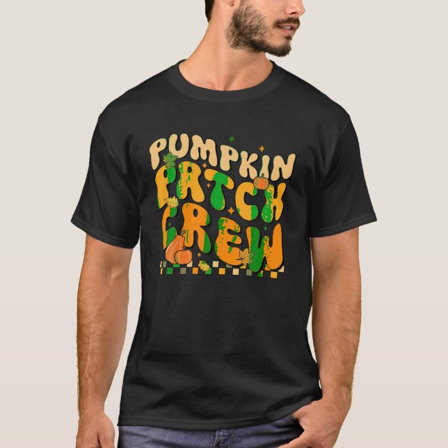 Retro Groovy Pumpkin Patch Crew Thanksgiving Fall  T-Shirt (Front)