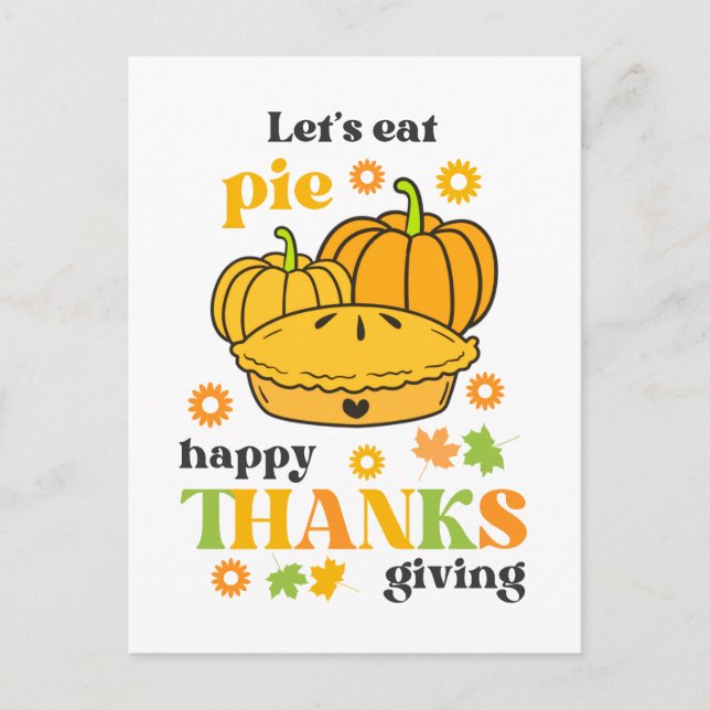 Retro Groovy Pumpkin Pie Thanksgiving Postcard (Front)