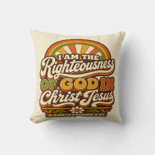 Retro Groovy Rainbow Christian Boho Room Decor Cushion