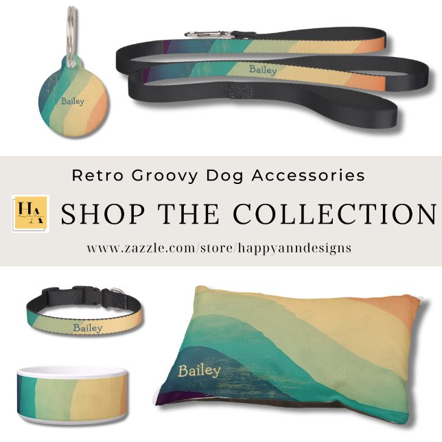 Retro Groovy Rainbow Personalised Pet Tag (Creator Uploaded)