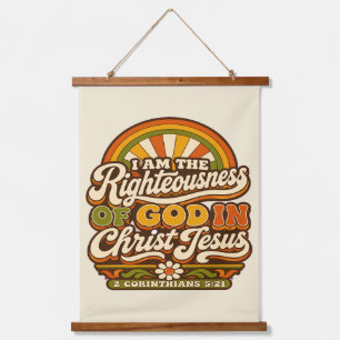 Retro Groovy Rainbow Scripture Fabric Boho Decor Hanging Tapestry
