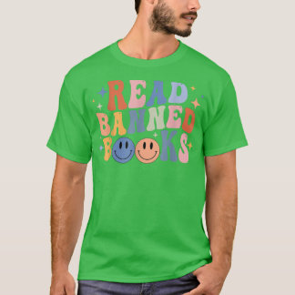 Retro Groovy Read Banned Books Funny Reader Book L T-Shirt