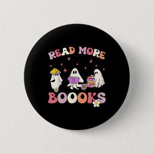 retro Groovy Read More Books Ghost Boo ghoul Fun H 6 Cm Round Badge
