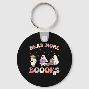 retro Groovy Read More Books Ghost Boo ghoul Fun H Key Ring