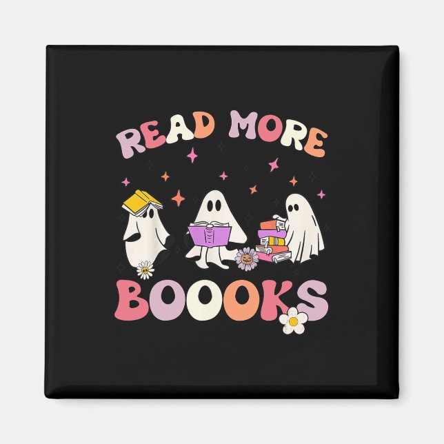 retro Groovy Read More Books Ghost Boo ghoul Fun H Magnet (Front)