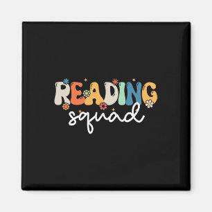 Retro Groovy Reading Squad Girls Boys Cute Reading Magnet