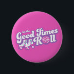 Retro Groovy Roller Disco Party 6 Cm Round Badge<br><div class="desc">Set the tone for your retro roller disco party with supplies in swirls of pink, purple and mint green. Perfect for a 80s or 90s retro, boho, disco or roller themed birthday party. Works well for birthdays of all ages! Message me if you want a different background or artwork-happy to...</div>