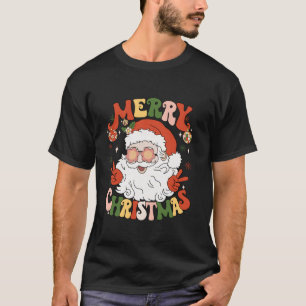 Retro Groovy Santa Claus Merry Christmas 2023 Men T-Shirt