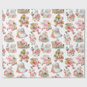 Retro Groovy Santa Claus Themed Christmas Wrapping Paper