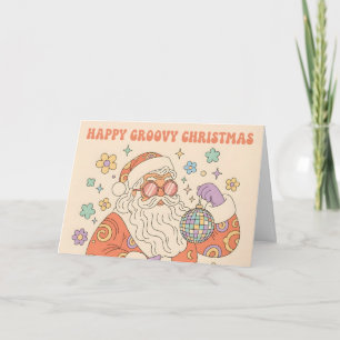 Retro Groovy Santa Merry Christmas  Holiday Card
