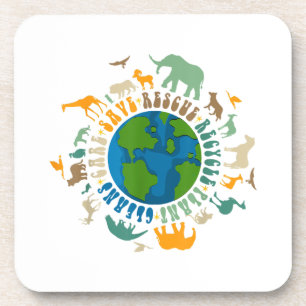 Retro Groovy Save Bees Rescue Animals Recycle Fun Coaster