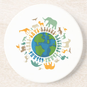 Retro Groovy Save Bees Rescue Animals Recycle Fun Coaster