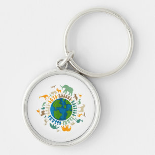 Retro Groovy Save Bees Rescue Animals Recycle Fun Key Ring