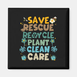Retro Groovy Save Bees Rescue Animals Recycle Fun Magnet