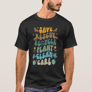 Retro Groovy Save Bees Rescue Animals Recycle Fun T-Shirt
