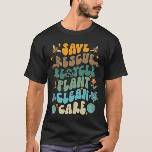 Retro Groovy Save Bees Rescue Animals Recycle Fun T-Shirt