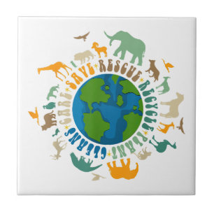 Retro Groovy Save Bees Rescue Animals Recycle Fun Tile