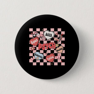 Retro Groovy School Psychologist Valentine's Day H 6 Cm Round Badge