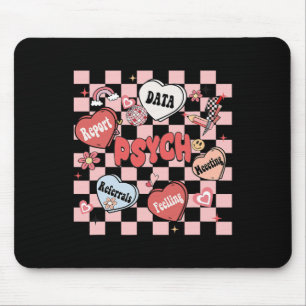 Retro Groovy School Psychologist Valentine's Day H Mouse Mat