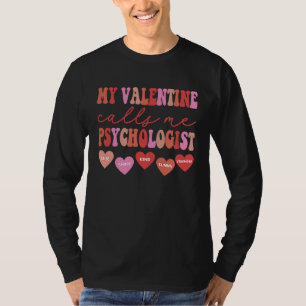 Retro Groovy School Psychologist Valentines Day T-Shirt