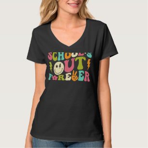 Retro Groovy School's Out Forever Retired Teacher  T-Shirt