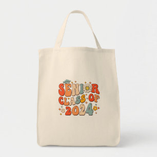 Retro Groovy Senior 24 Class Of 2024 Graduation Sc Tote Bag