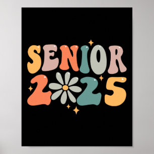 Retro Groovy Senior 25 Cl Of 2025 Graduation Smile Poster