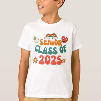 Retro Groovy Senior 25 Class Of 2025 Graduation T-Shirt