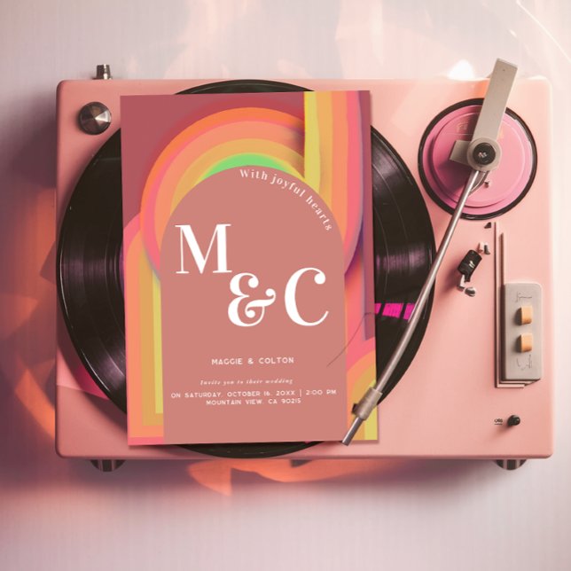 Retro groovy seventies Curvy Lines Invitation (Creator Uploaded)