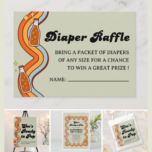Retro Groovy Shes Ready to Pop Sage Green Enclosure Card