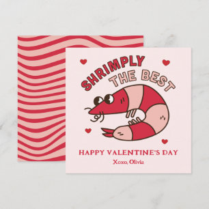 Retro Groovy Shrimply The Best kids Valentine's Card