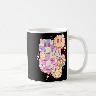 Retro Groovy Smile Face Flower Happy Face Checkere Coffee Mug