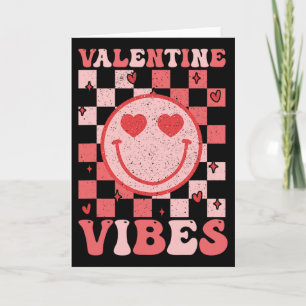 Retro Groovy Smile Face Valentine Vibes Men Women Card