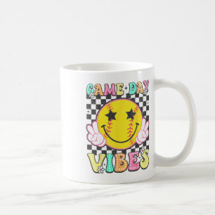 Retro Groovy Softll Game Day Vibes Softll Girls Wo Coffee Mug