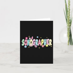 Retro Groovy Sonographer Bunny Ear Funny Easter Gi Card