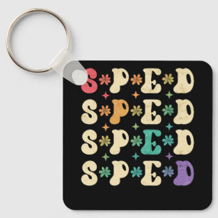 Retro Groovy SPED Teachers Back to School SPED Gro Key Ring