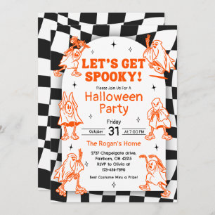 Retro Groovy Spooky Ghost Halloween Party Invitation