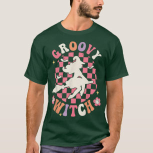 Retro Groovy Spooky Halloween Groovy Witch Happy H T-Shirt