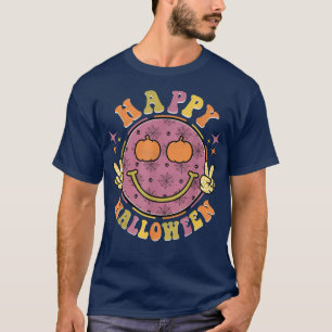 Retro Groovy Spooky Season Pumpkin Happy Halloween T-Shirt