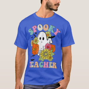 Retro Groovy Spooky Teacher Fall Floral Ghost Hall T-Shirt
