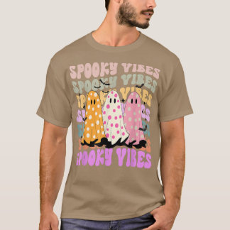 Retro Groovy Spooky Vibes Cute Ghost Girls Hallowe T-Shirt