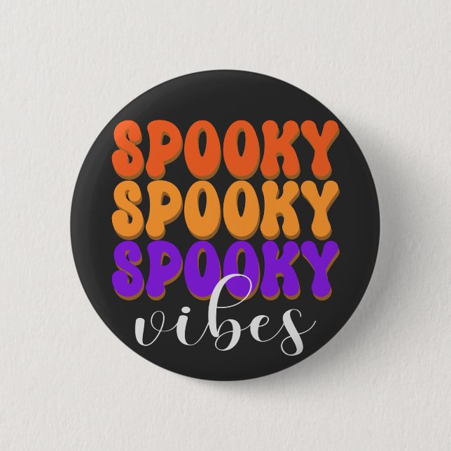 Retro Groovy Spooky Vibes Halloween 6 Cm Round Badge (Front)