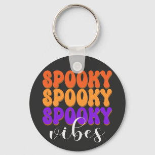 Retro Groovy Spooky Vibes Halloween Key Ring