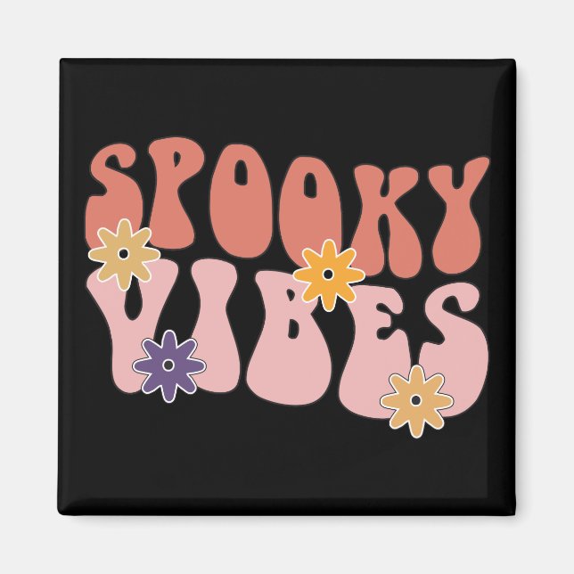 Retro Groovy Spooky Vibes Halloween Magnet (Front)