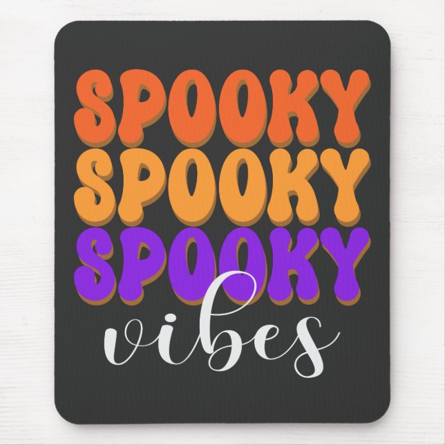 Retro Groovy Spooky Vibes Halloween Mouse Mat (Front)
